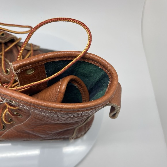 LL Bean Bean Boots Womens 6 Brown Leather Plaid Lined Duck Waterproof USA - Picture 7 of 11